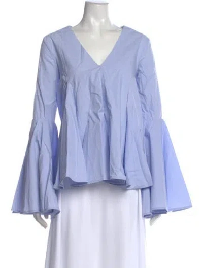 Pre-owned Ellery V-neck Long Sleeve Blouse W/ Tags In Blue