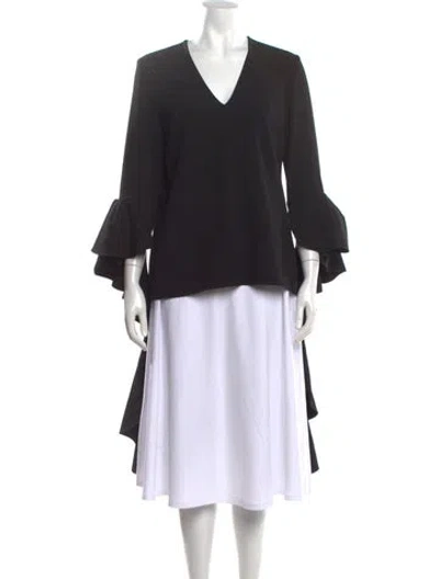 Pre-owned Ellery V-neck Long Sleeve Top In Black