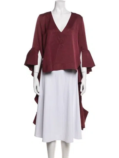 Pre-owned Ellery V-neck Long Sleeve Top In Burgundy