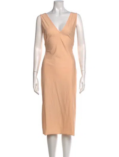 Pre-owned Ellery V-neck Midi Length Dress In Neutrals