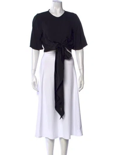 Pre-owned Ellery V-neck Short Sleeve Crop Top In Black