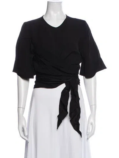 Pre-owned Ellery V-neck Short Sleeve Top In Black