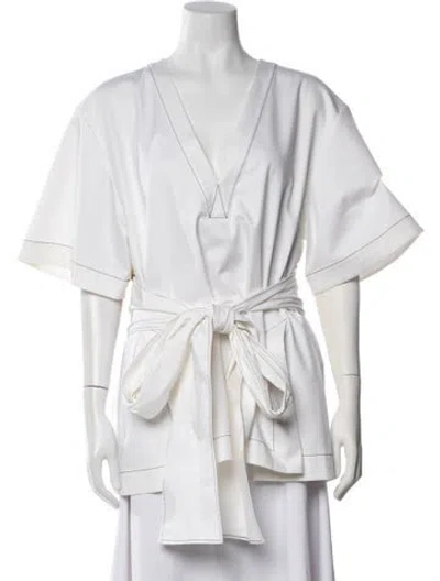 Pre-owned Ellery V-neck Short Sleeve Top In Neutral