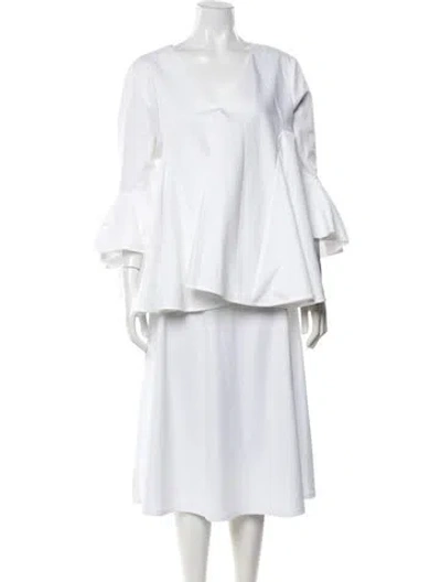 Pre-owned Ellery V-neck Three-quarter Sleeve Top W/ Tags In White