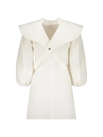 Ellery Voluminous-sleeve Wide-collar Dress In White