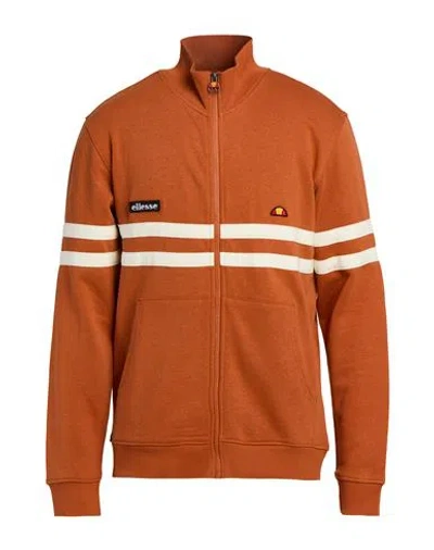 Ellesse Man Sweatshirt Rust Size 44 Cotton, Polyester In Brown