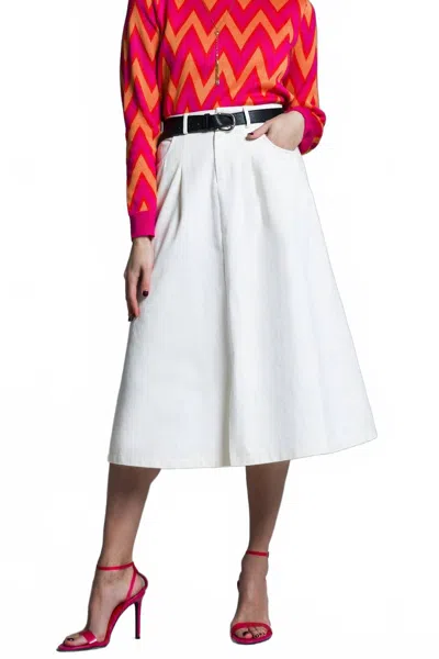 Ellia Boutique European Midi Skirt In White