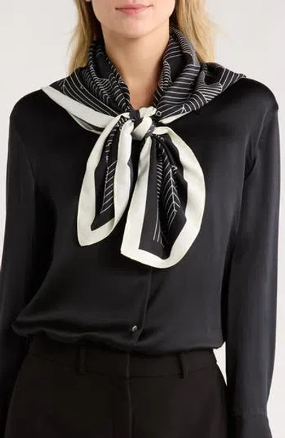 Ellian Geometric Print Satin Square Scarf In Black