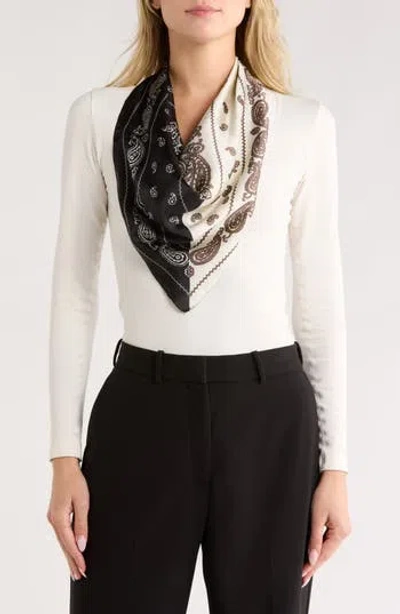 Ellian Paisley Colorblock Satin Scarf In Multi