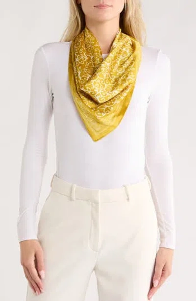 Ellian Paisley Print Satin Square Scarf In Green