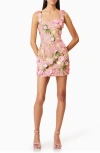Elliatt Aella Embroidered Mini Dress In Pink In Pink Multi