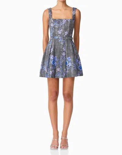 Elliatt Allana Jacquard Mini Dress In Black And Blue Floral