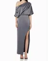 Elliatt Andrea One-shoulder Satin Gown In Grey