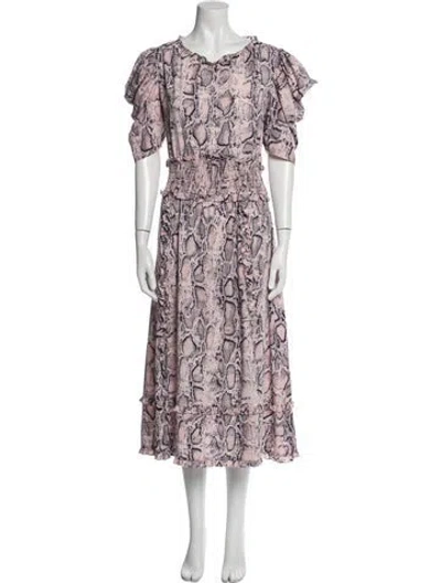 Pre-owned Elliatt Animal Print Long Dress In Pink
