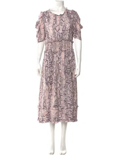 Pre-owned Elliatt Animal Print Midi Length Dress In Pink