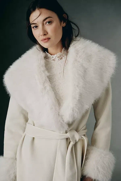 Elliatt Aria Faux Fur Jacket In Ivory