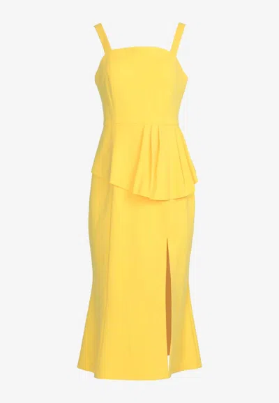 Elliatt Artists Ruffled Midi Dress In Yellow