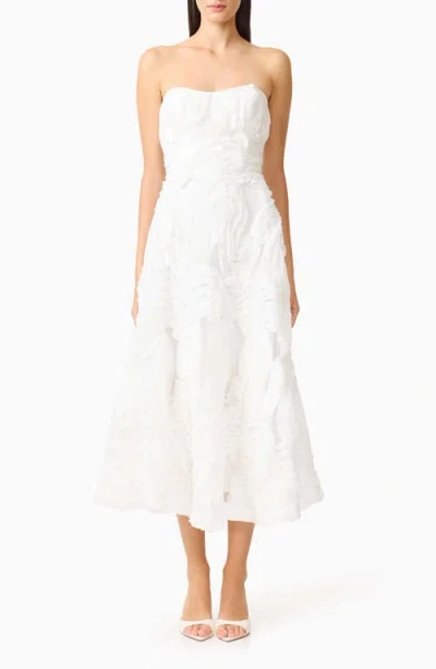 Elliatt Asha 3-d Lace Strapless Cocktail Dress In White