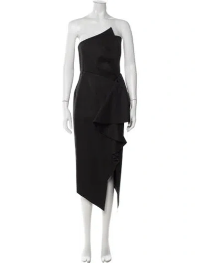 Pre-owned Elliatt Asymmetrical Midi Length Dress In Black