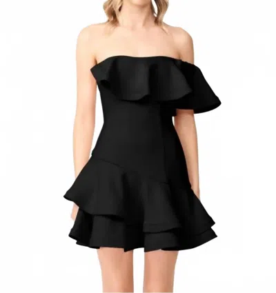 Elliatt Ava Asymmetrical Mini Dress In Black