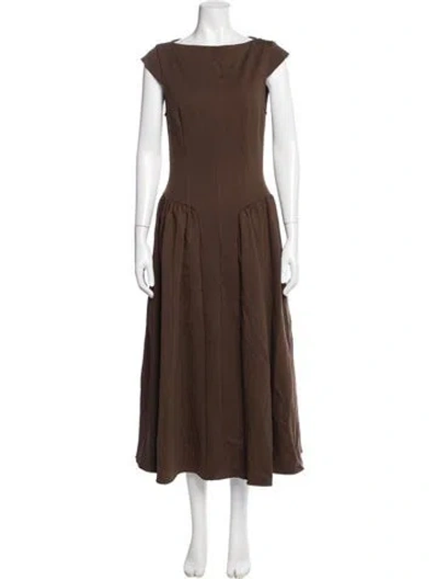 Pre-owned Elliatt Bateau Neckline Midi Length Dress In Brown