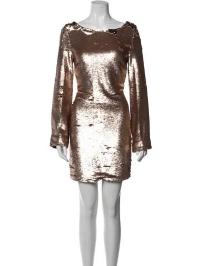 Pre-owned Elliatt Bateau Neckline Mini Dress In Gold