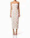 Elliatt Bluebell Strapless 3d Midi Dress In White