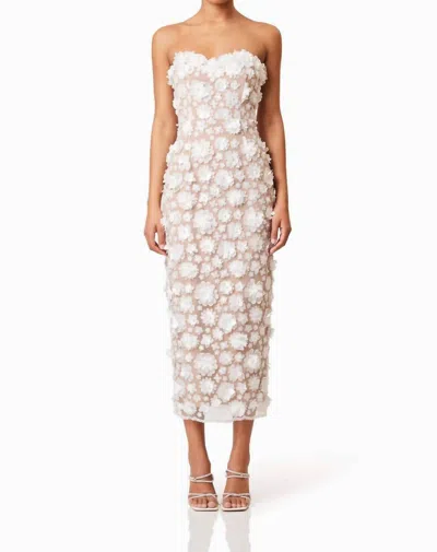 Elliatt Bluebell Strapless 3d Midi Dress In White