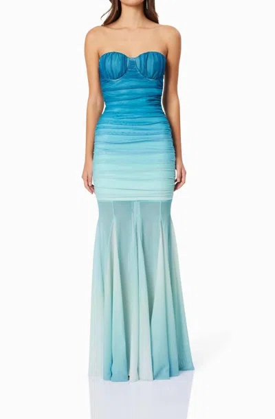 Elliatt Brielle Strapless Gown In Ombre Mint In Blue