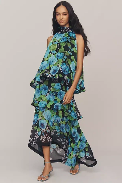 Elliatt Briony Halter Tiered High-low Maxi Dress In Multi