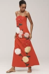 Elliatt Buttercup Floral Appliqué Maxi Dress In Red