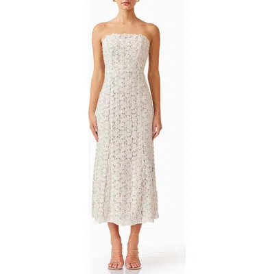 Elliatt Cali Strapless Lace Midi Dress In Ivorygold