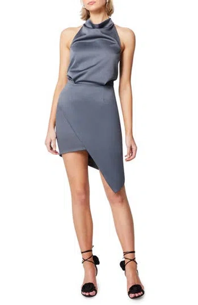 ELLIATT ELLIATT CAMO ASYMMETRIC SATIN COCKTAIL DRESS