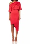 Elliatt Carson One-shoulder Satin Dress In Red
