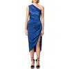 Elliatt Cassini Satin One-shoulder Dress In Sapphire