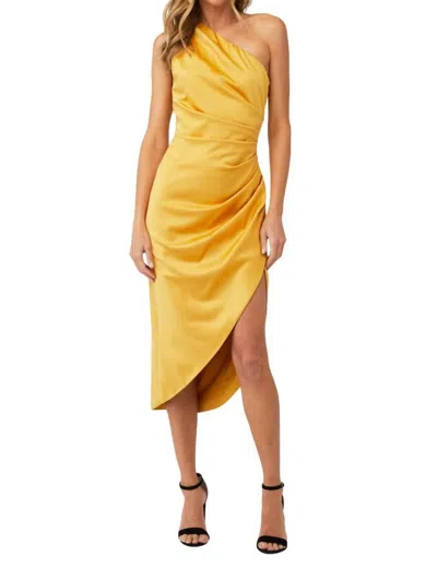 Elliatt Cassini One Shoulder Midi Dress In Gold