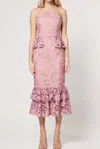 Elliatt Lace Midi Dress In Blush In Multi