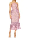 Elliatt Charter Strapless Midi Dress In Mauve In Pink