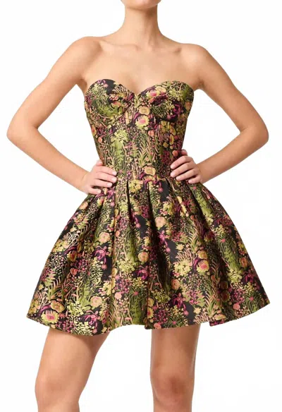 Elliatt Cindy Strapless Mini Dress In Black Floral In Multi