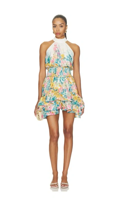 Elliatt Clementina Halter Neck Fit And Flare Mini Dress In Multi