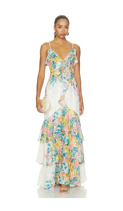 Elliatt Clementina With Ruffle Detailing Maxi Dress In Multi