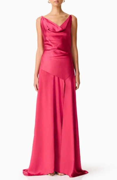 Elliatt Clementine Cowl Neck Evening Gown In Red