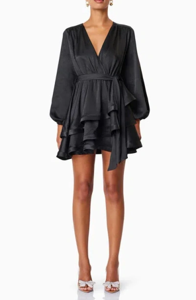 Elliatt Clementine Long Sleeve Minidress In Black