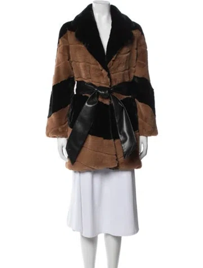 Pre-owned Elliatt Colorblock Pattern Faux Fur Coat W/ Tags In Multi