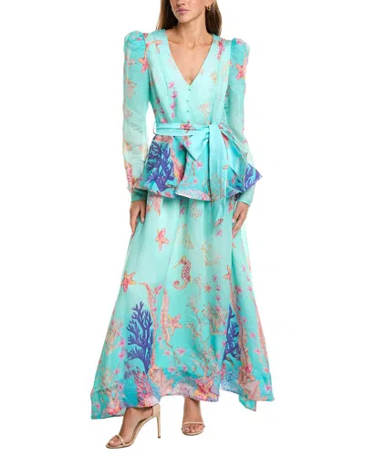 Elliatt Coral Long Sleeve Dress In Blue