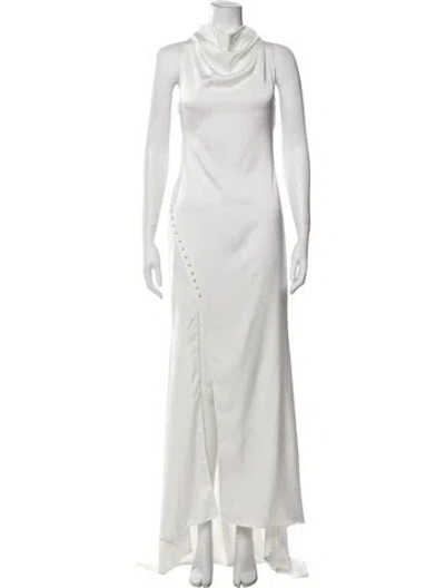 Pre-owned Elliatt Cowl Neck Long Dress In White