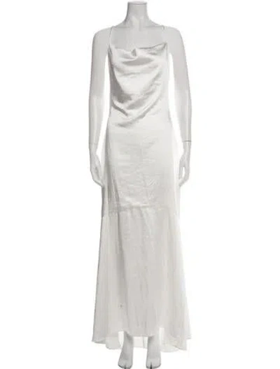 Pre-owned Elliatt Cowl Neck Long Dress In White