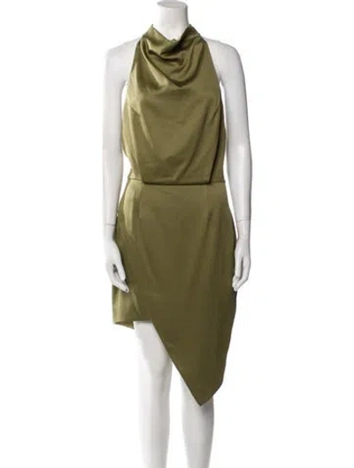 Pre-owned Elliatt Cowl Neck Midi Length Dress In Green