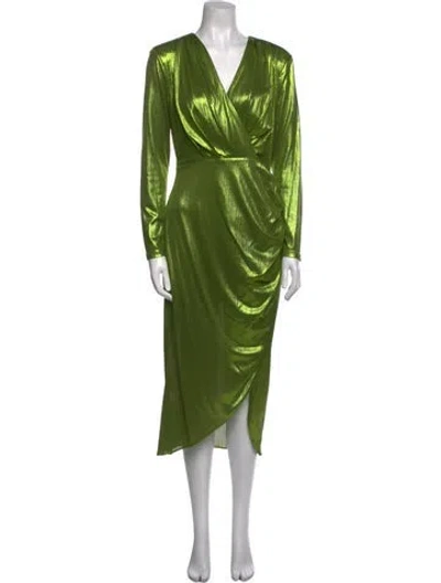 Pre-owned Elliatt Cowl Neck Midi Length Dress In Green