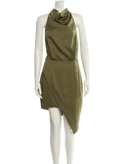 Pre-owned Elliatt Cowl Neck Midi Length Dress In Green